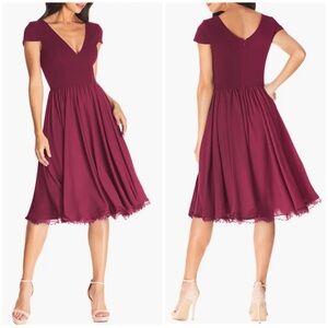 NEW Dress the Population Corey Chiffon Fit & Flare Cocktail Dress
